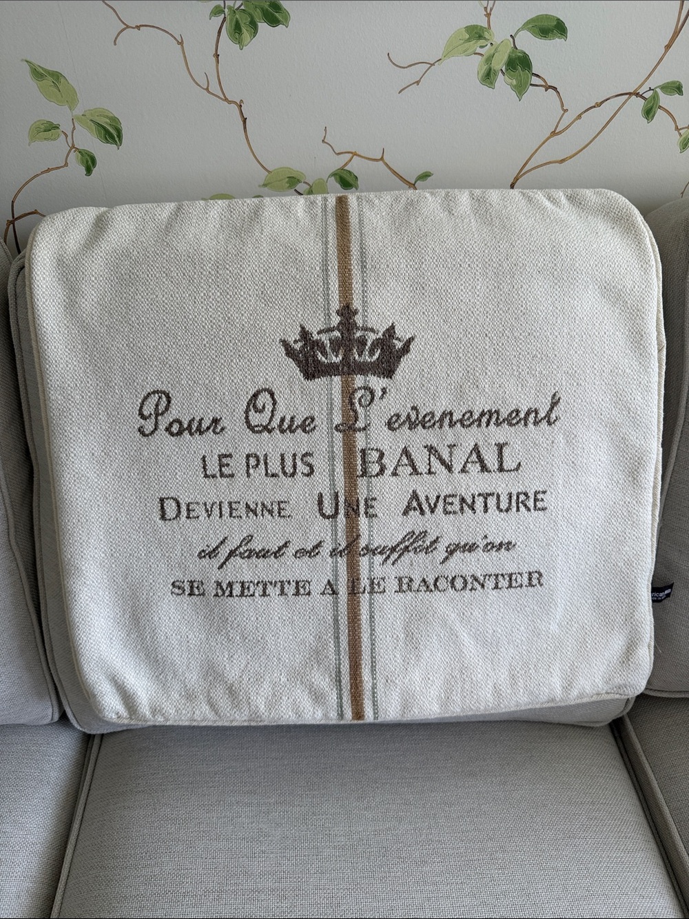 American Mills French Script Throw Pillow Cover - Made in USA
